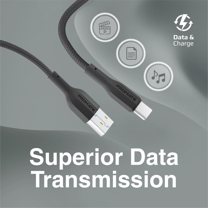 Promate Super Flexible Data and Charge USB-C Cable (XCord-AC-BLACK)