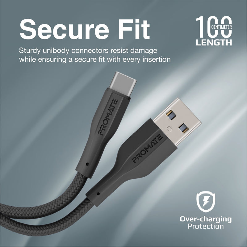 Promate Super Flexible Data and Charge USB-C Cable (XCord-AC-BLACK)