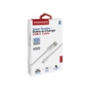 Promate Super Flexible Data and Charge USB-C Cable (XCord-AC-WHITE)