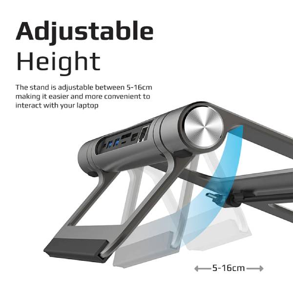 Promate PrimeBase-C.Grey 9-in-1 Multiport USB-C Hub with Laptop Stand