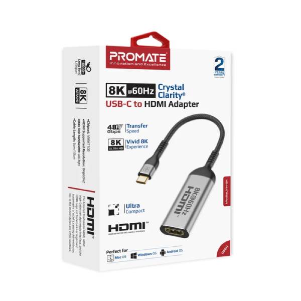 Promate MediaLink-8K 8K@60Hz CrystalClarity™ USB-C to HDMI Adapter