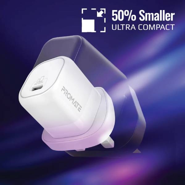 Promate POWERPORT-25.UK-WT 25W Power Delivery USB-C Wall Charger