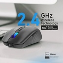 Promate 2.4GHz Wireless Ergonomic Optical Mouse with LED Rainbow Lights Kitt.BLACK