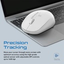 Promate 1600DPI MaxComfort® Ergonomic Wireless Mouse TRACKER.White 