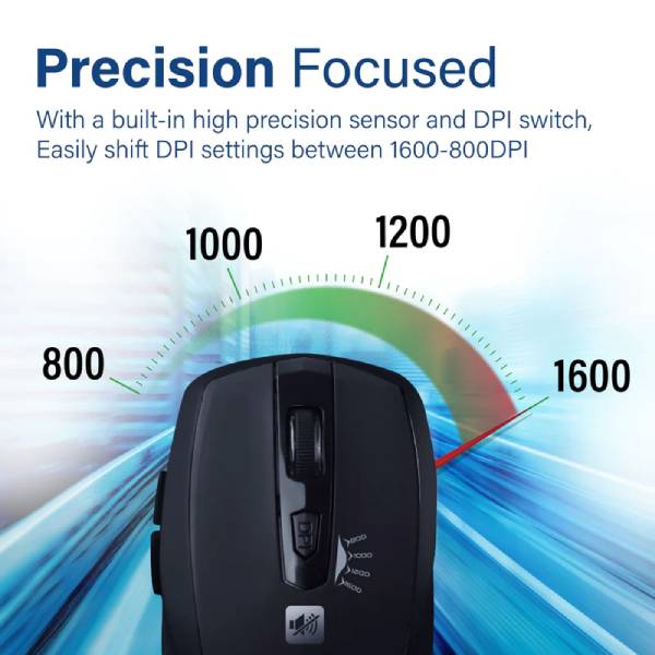 Promate Breeze.BLACK Silent Switch Streamlined Wireless Mouse