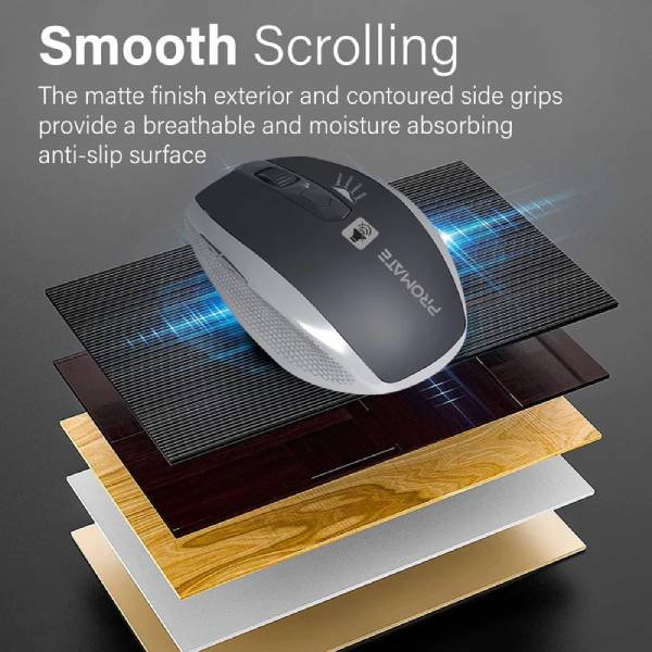 Promate Breeze.Silver Silent Switch Streamlined Wireless Mouse
