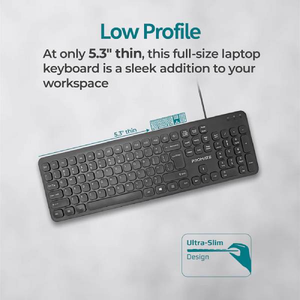 PROMATE EASYKEY-4 Ultra-Slim Quiet Key Wired Keyboard