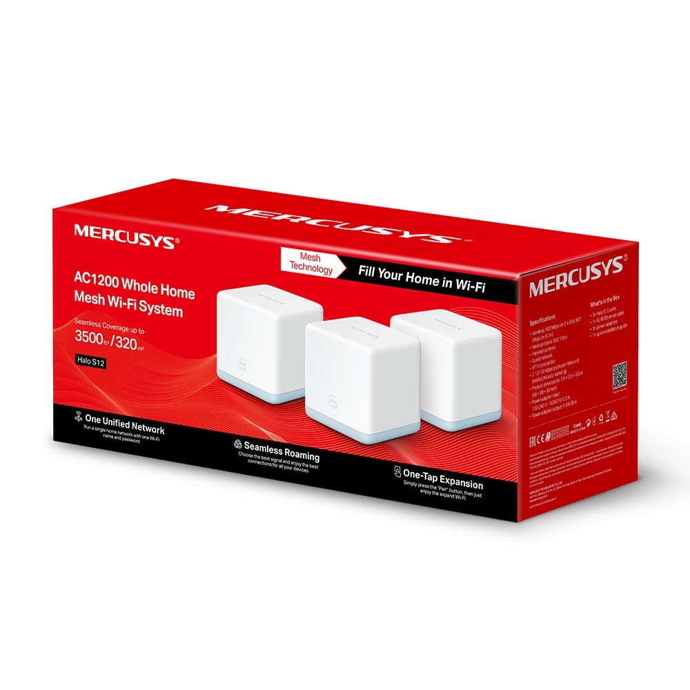 Mesh WIFI Mercusys1200Mbps (Halo S12 - 3 Pack)