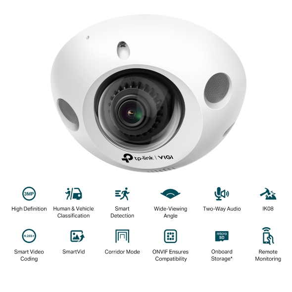 TP-Link 3MP Mini Dome Network Camera VIGI C230I Mini(2.8mm)(UN)