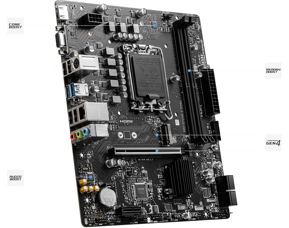 Motherboard Intel 1700/DDR4 MSI PRO B760M-E DDR4