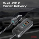 Promate 120W RapidCharge™ Car Charger with Multi-Port Backseat Charging Hub GEARHUB-120W