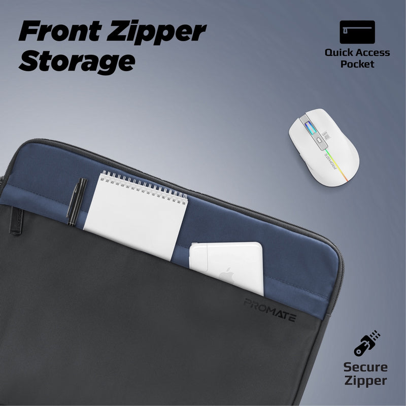 Promate LIMBER-SB.Blue Lightweight 13" Tablet Sleeve with Front Storage Zipper