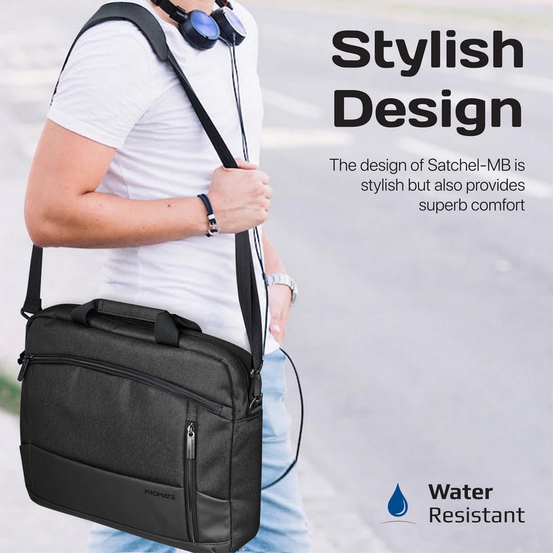 Promate SleekComfort™ 15.6" Laptop Messenger Bag  (SATCHEL-MB.BLACK)