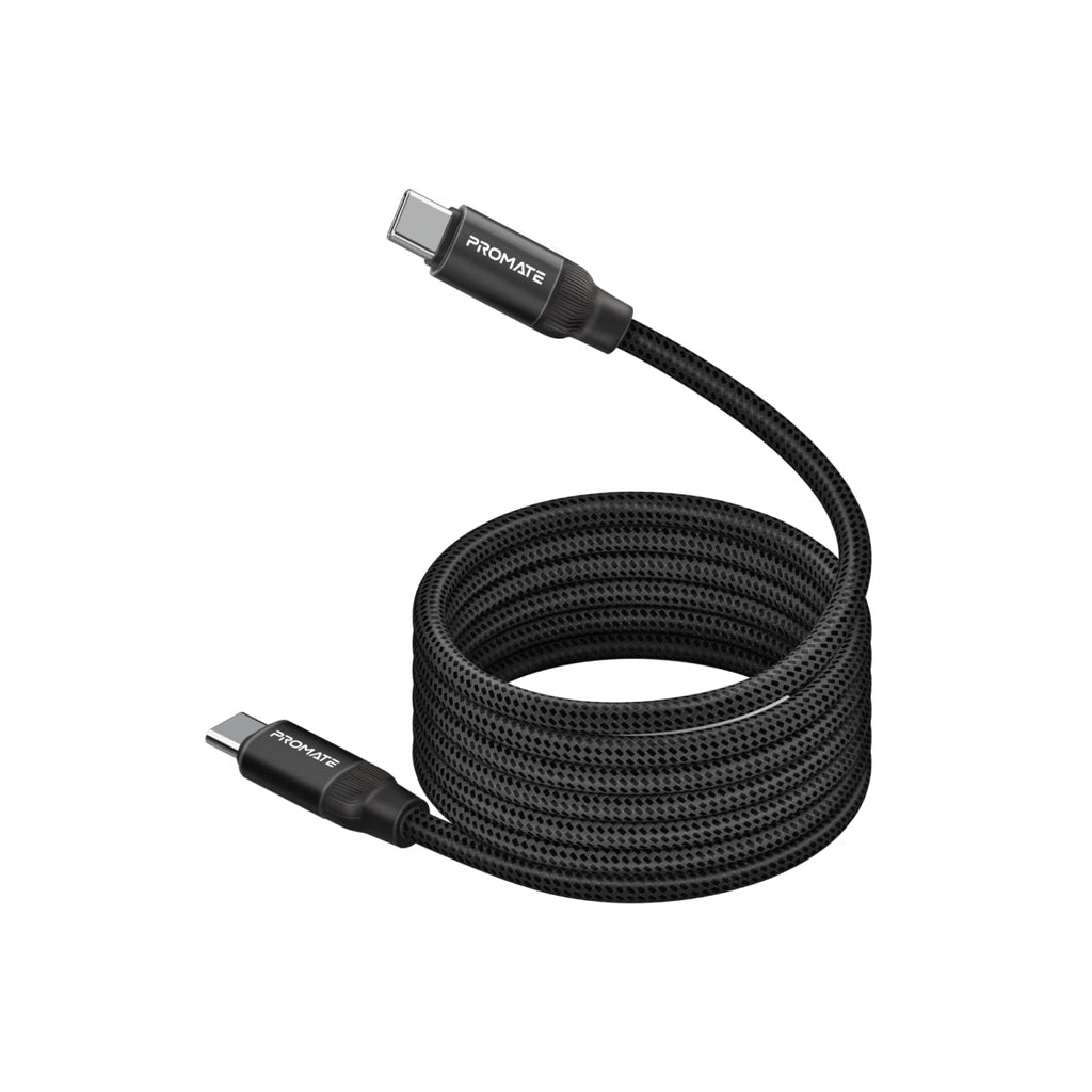 Promate 60W Power Delivery Self-Organizing Magnetic USB-C Cable SPRINGY.BLACK