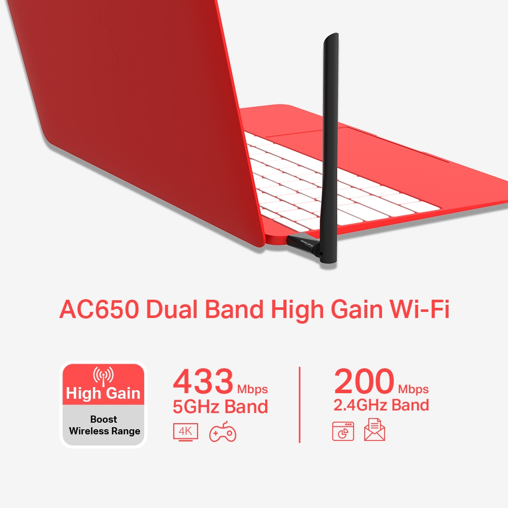 Wireless Usb Adapter Mercusys 650Mbps (MU6H)