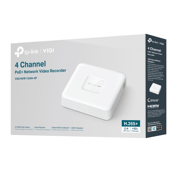 TP-Link 4 Channel PoE Network Video Recorder VIGI NVR1104H-4P(UN)