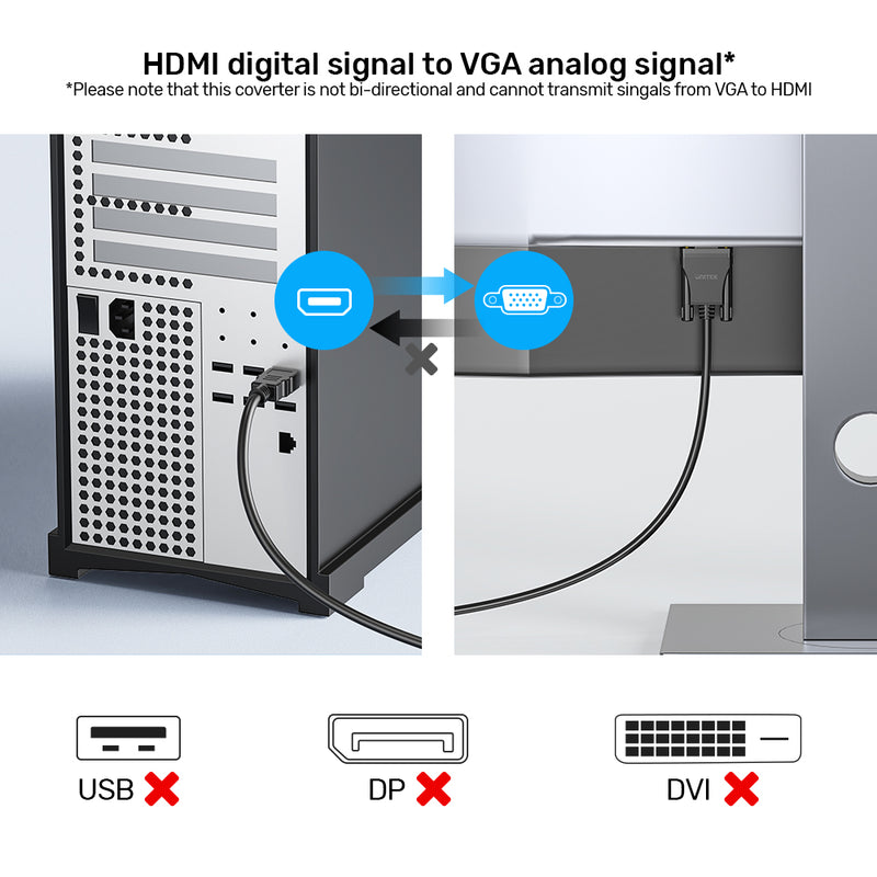 HDMI to VGA Cable 2M Unitek (V1185A)