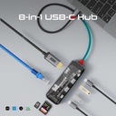 Promate 8-in 1 Transparent Ultra-Fast Multiport USB-C Hub with 100W Power Delivery TRANSHUB-MINI