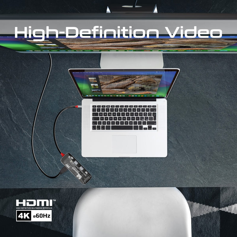 Promate 8-in 1 Transparent Ultra-Fast Multiport USB-C Hub with 100W Power Delivery TRANSHUB-MINI