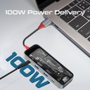 Promate 8-in 1 Transparent Ultra-Fast Multiport USB-C Hub with 100W Power Delivery TRANSHUB-MINI