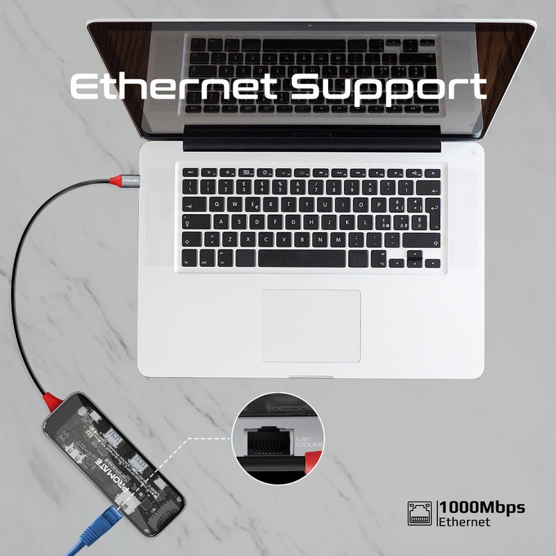 Promate 8-in 1 Transparent Ultra-Fast Multiport USB-C Hub with 100W Power Delivery TRANSHUB-MINI