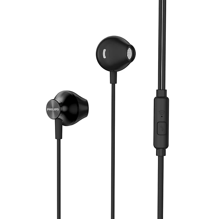 Philips Earphones with Mic, Black ( TAUE101BK/00 ) 14.2mm speaker drivers for rich bass and clear sound