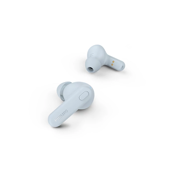 Philips True Wireless Earphones (TAT1108BL/97) 6mm Driver, IPX4, AI mic, 5 hours playtime + 10 hours Case charging playtime, 2 Hours charge time, 35 mAh earpiece, 250 mAh Case, USB-C charging Cable incl, Charging Case incl, BT 5.3, Blue