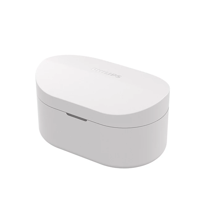 Philips True Wireless Earphones (TAT1108WT/97) 6mm Driver, IPX4, AI mic, 5 hours playtime + 10 hours Case charging playtime, 2 Hours charge time, 35 mAh earpiece, 250 mAh Case, USB-C charging Cable incl, Charging Case incl, BT 5.3, White