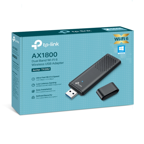 TP-Link Dual Band WiFi 6 Wireless Usb Adapter AX1800 (Archer TX20U(EU))