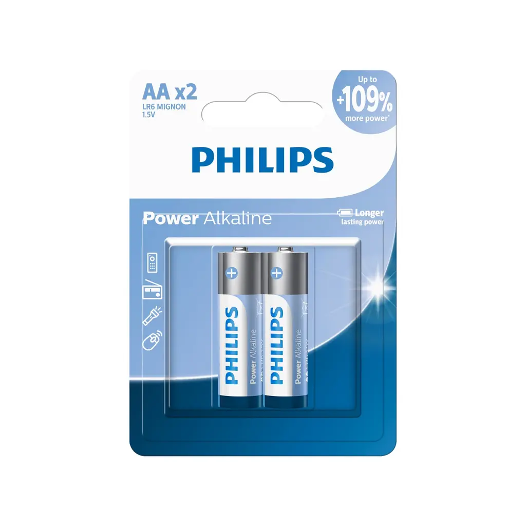 Philips Power Alkaline AA 2PK - LR6P2B/40