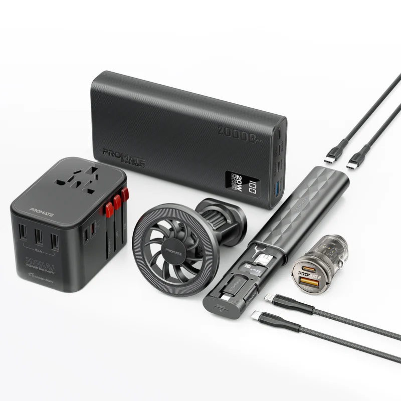 Promate POWERGEAR-PRO 7 in 1 Portable Essential Electronic Accessories Travel Kit