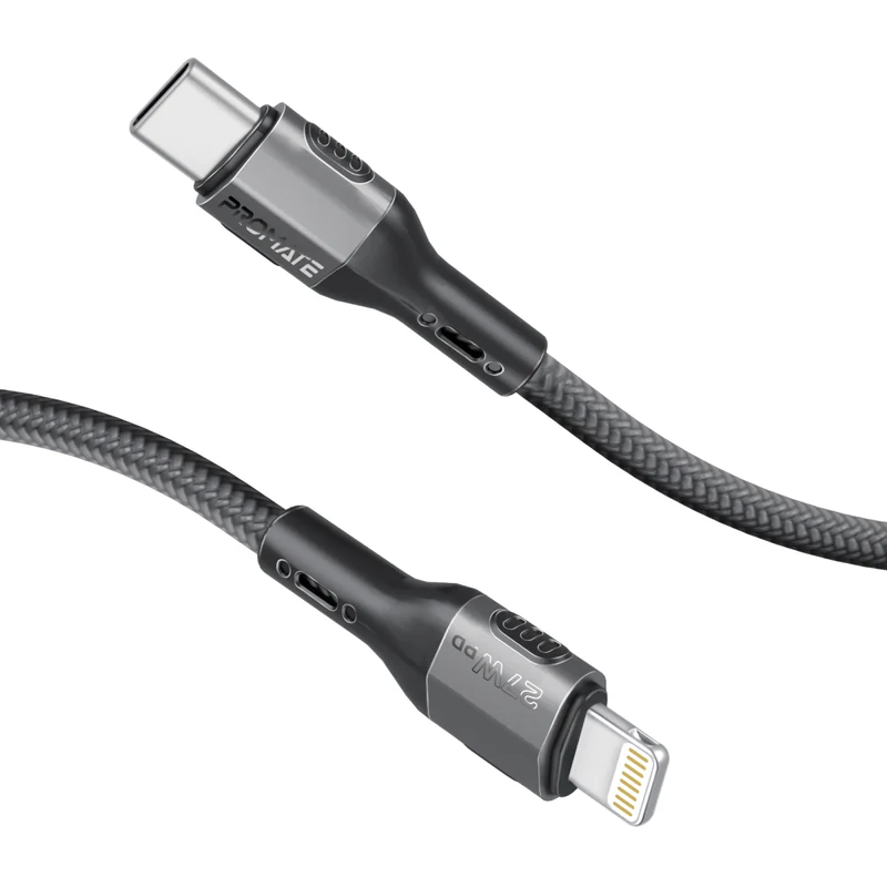 Promate Tough-Built 27W Power Delivery USB-C to Lightning Cable (FLETCHLINK-CI.BLACK )