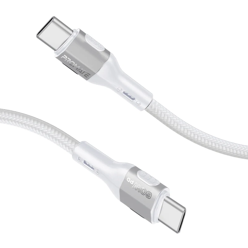 Promate Tough-Built 60W Power Delivery USB-C Cable (FLETCHLINK-CC.GREY)
