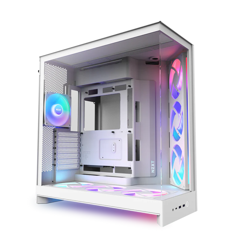 Casing NZXT H9 Flow RGB+ (2025) White RGB Fans & Control Hub Case