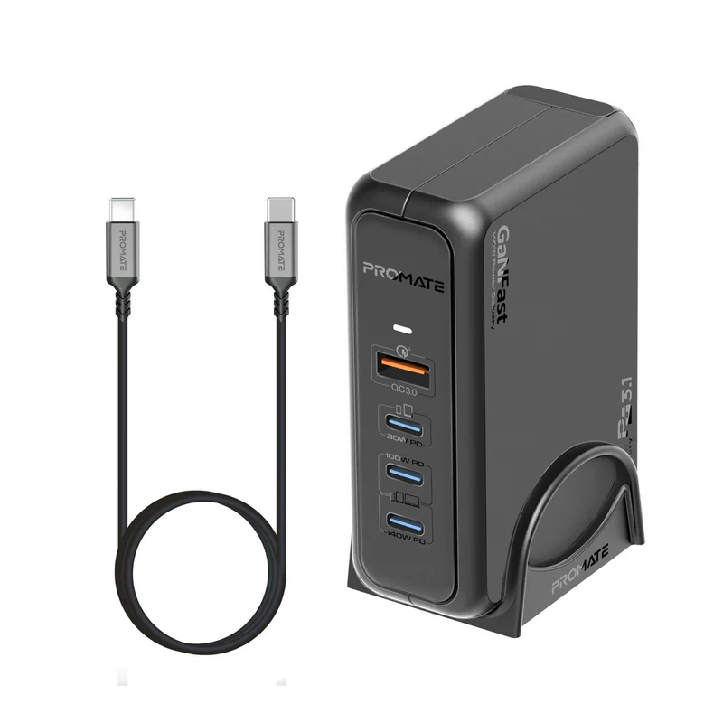 PROMATE 140W Super-Speed GaNFast™ Charging Station with Power Delivery 3.1 & Quick Charge 3.0  (GaNPort-140W)