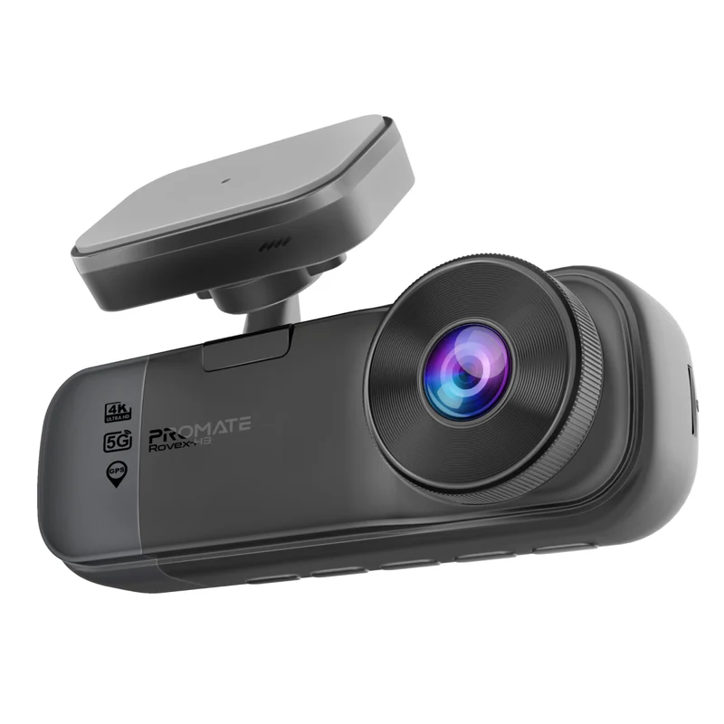 PROMATE 4K HD Dash-Cam front, cabin and rear view, with Night Vision, Parking Monitor and Built-in GPS (Rovex-H3)