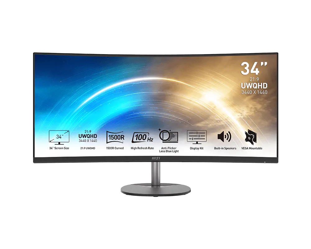 Monitor Curve LED MSI 34" UWQHD, 120Hz (MON-MSI-PRO-MP341CQ-E12)