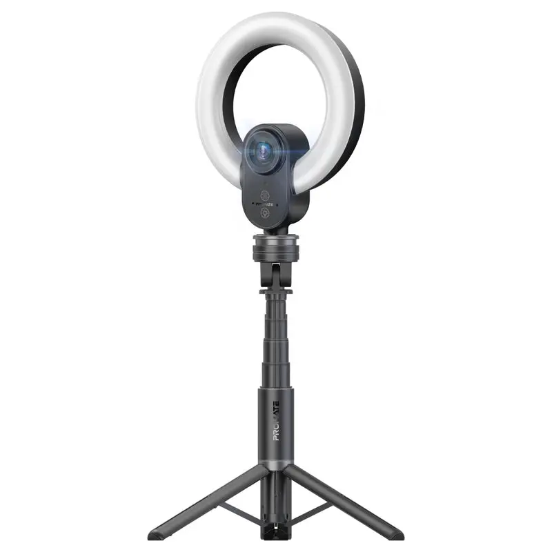 Promate 2K Ultra-HD Webcam with Built-in Mic & Ring Light and detachable Tripod (VISTACAM)