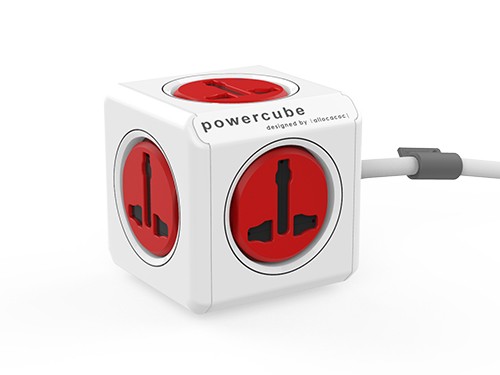Allocacoc PowerCube Extended Universal Plug UK Red (10505RD/UKPCEU)