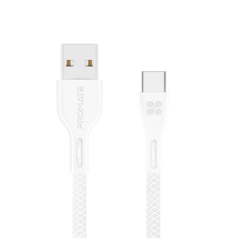 Promate USB-A  to USB-C White Cable 1.2metre