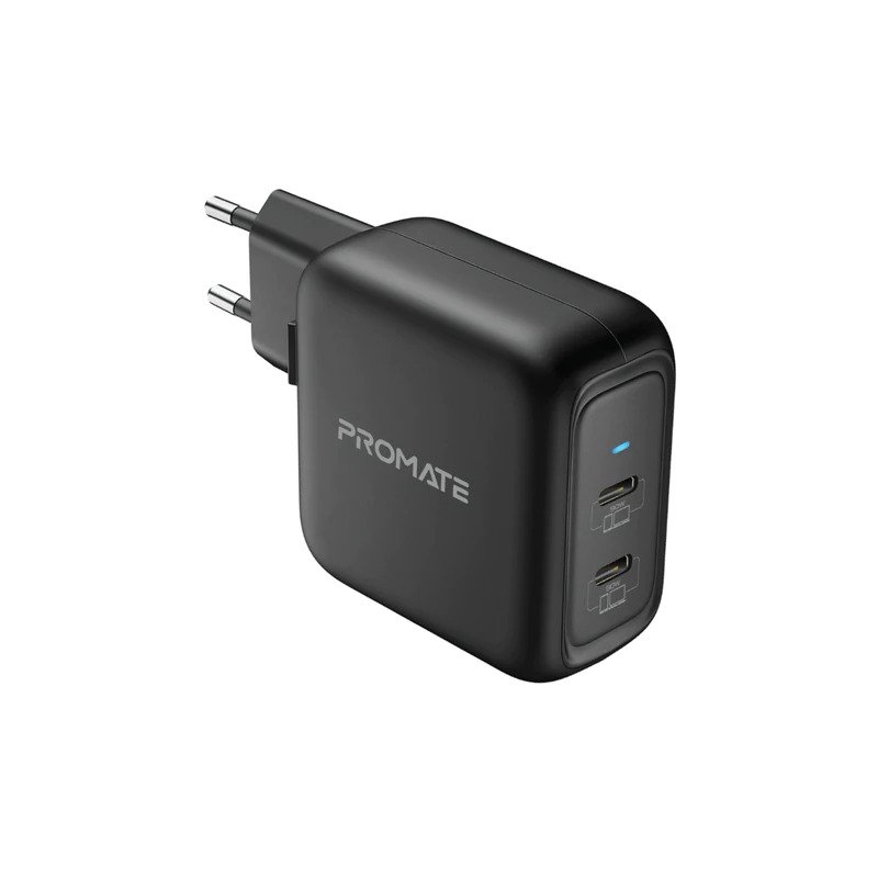 Promate Wall Socket Charger Black GANPORT-90PD.EU-BK(2XUSB-C)