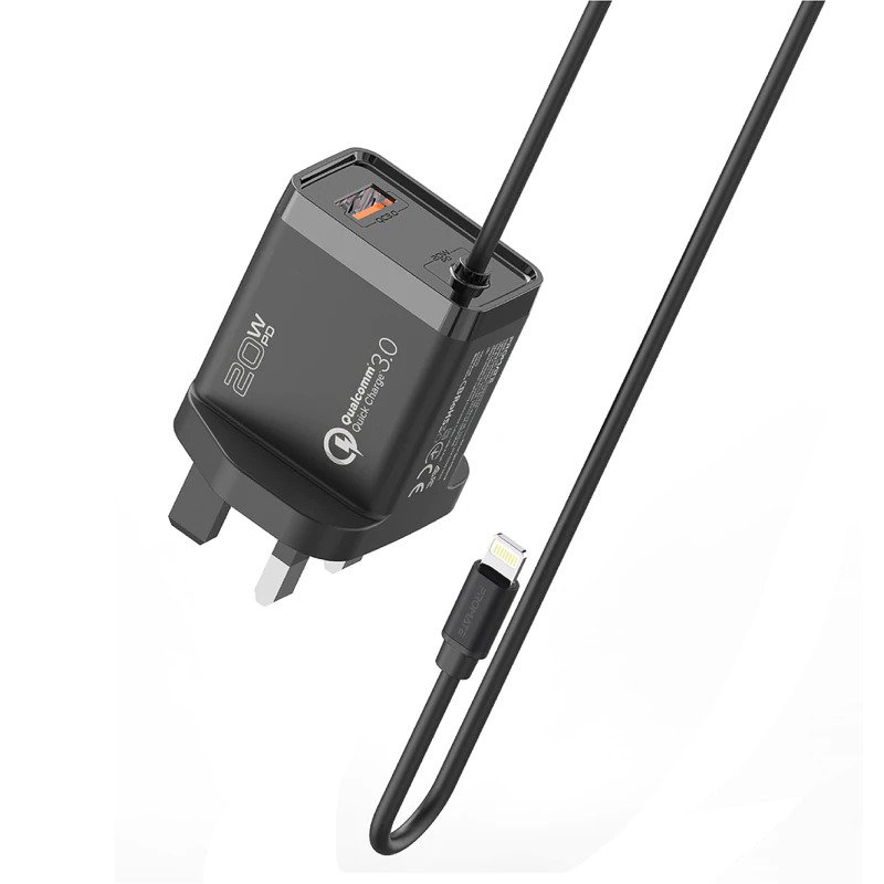 Promate Wall Socket Charger Black ICHARGE-PDQC3.UK-BK (lighting, USB-A)