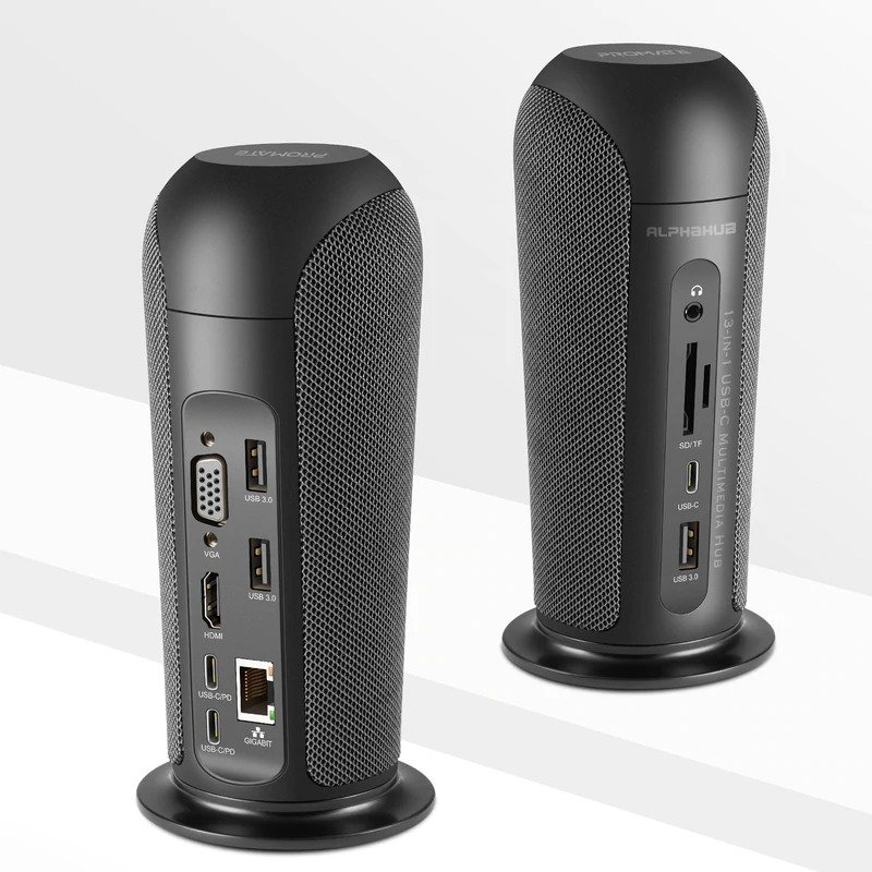 Promate AlphaHub (USB-C, USB3.0, VGA, HDMI, Ethernet, SD/TF Card)