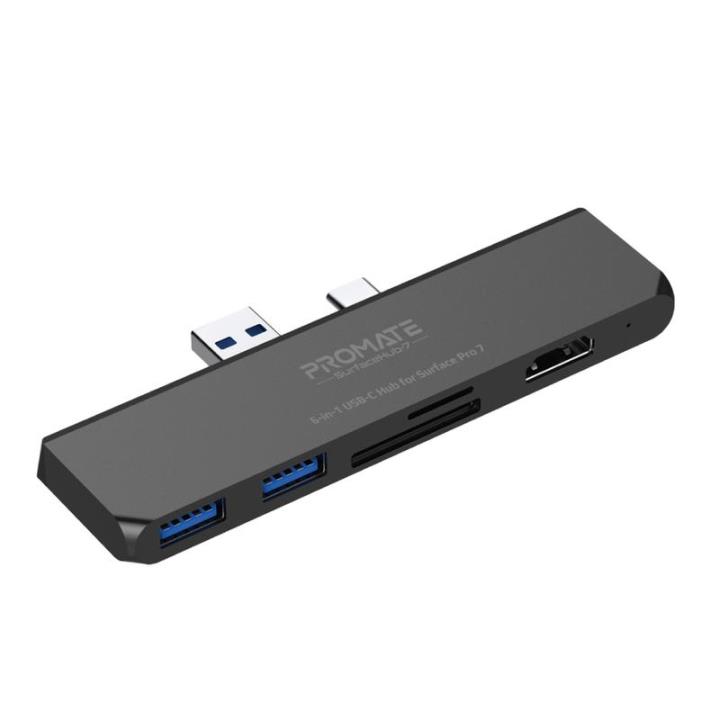 Promate SurfaceHub -7 Black (USB-C, USB3.0, HDMI, SD/TF Card)