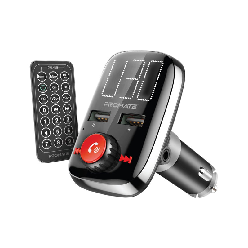 Promate Wireless In-Car FM Transmitter With Dual USB Charging Ports SMARTUNE-3