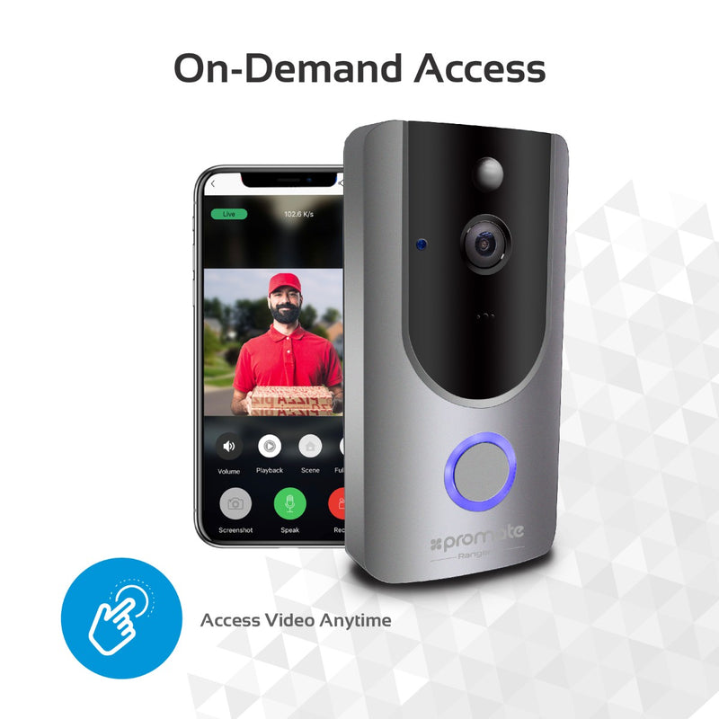 Promate Wi-Fi HD Video Doorbell with Smart Motion Security System (RANGER-1)