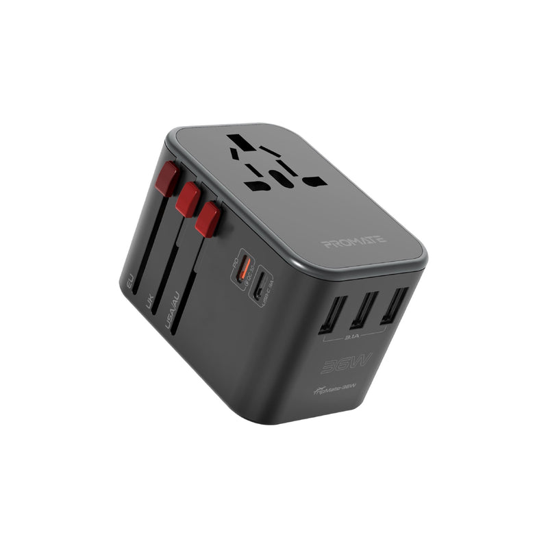 Promate Smart Charging Surge Protected Universal Travel Adapter (TripMate-36W)