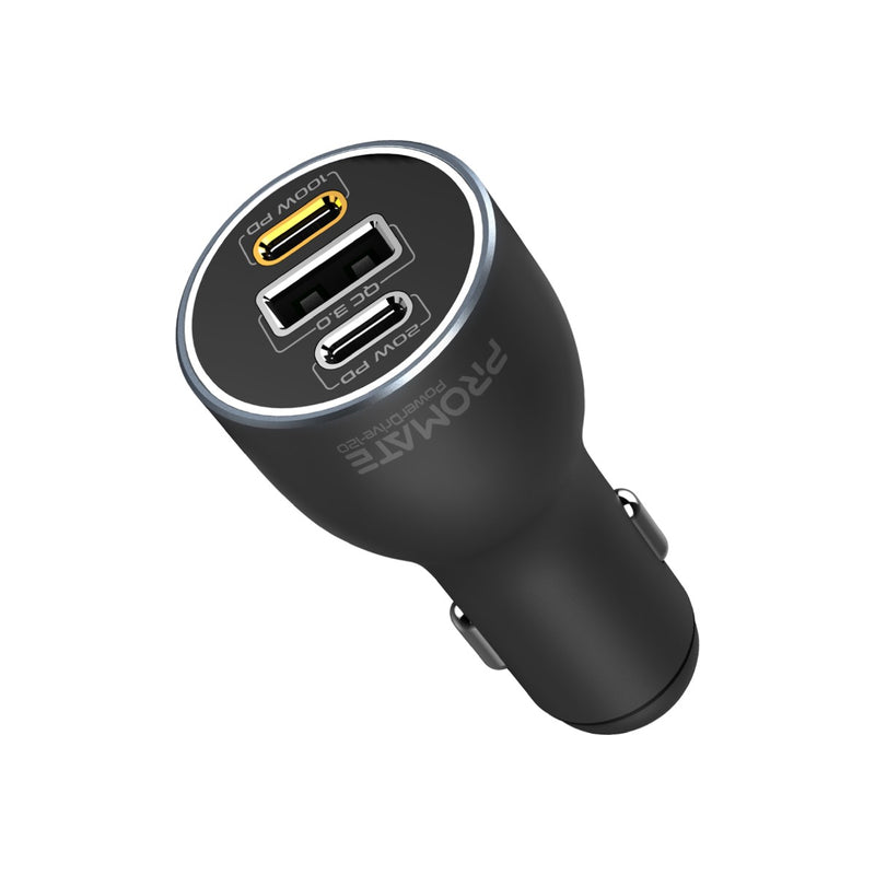 Promate 120W RapidCharge™ Car Charger with Dual Power Delivery and Quick Charge Ports POWERDRIVE-120