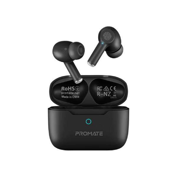 Promate ProPods.BLACK High-Definition ANC TWS Earphones with intellitouch