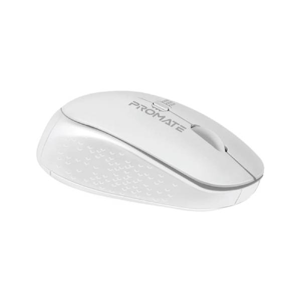 Promate 1600DPI MaxComfort® Ergonomic Wireless Mouse TRACKER.White 
